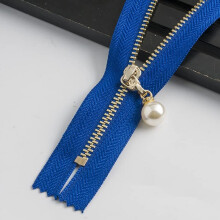 18cm Blue Metal Pearl CloseEnd Zipper for Sewing Jackets Coats Bags DIY Crafts RustResistant