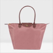 (S(30x23x12cm),Dusty Pink)Classic Solid Color Lady Oxford Cloth Shopping Bag Nylon Shoulder Handbag Foldable Storage Bag Women's Waterproof Handbag