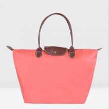 (L(52x32x20cm),Salmon Red)Classic Solid Color Lady Oxford Cloth Shopping Bag Nylon Shoulder Handbag Foldable Storage Bag Women's Waterproof Handbag