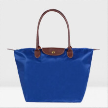 (M(44x30x18cm),Royal Blue)Classic Solid Color Lady Oxford Cloth Shopping Bag Nylon Shoulder Handbag Foldable Storage Bag Women's Waterproof Handbag