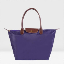 (L(52x32x20cm),Purple)Classic Solid Color Lady Oxford Cloth Shopping Bag Nylon Shoulder Handbag Foldable Storage Bag Women's Waterproof Handbag