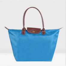 (S(30x23x12cm),Blue)Classic Solid Color Lady Oxford Cloth Shopping Bag Nylon Shoulder Handbag Foldable Storage Bag Women's Waterproof Handbag