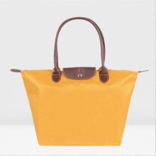 (L(52x32x20cm),Yellow)Classic Solid Color Lady Oxford Cloth Shopping Bag Nylon Shoulder Handbag Foldable Storage Bag Women's Waterproof Handbag