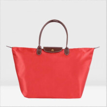 (S(30x23x12cm),Red)Classic Solid Color Lady Oxford Cloth Shopping Bag Nylon Shoulder Handbag Foldable Storage Bag Women's Waterproof Handbag