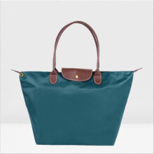 (M(44x30x18cm),Lake Blue)Classic Solid Color Lady Oxford Cloth Shopping Bag Nylon Shoulder Handbag Foldable Storage Bag Women's Waterproof Handbag