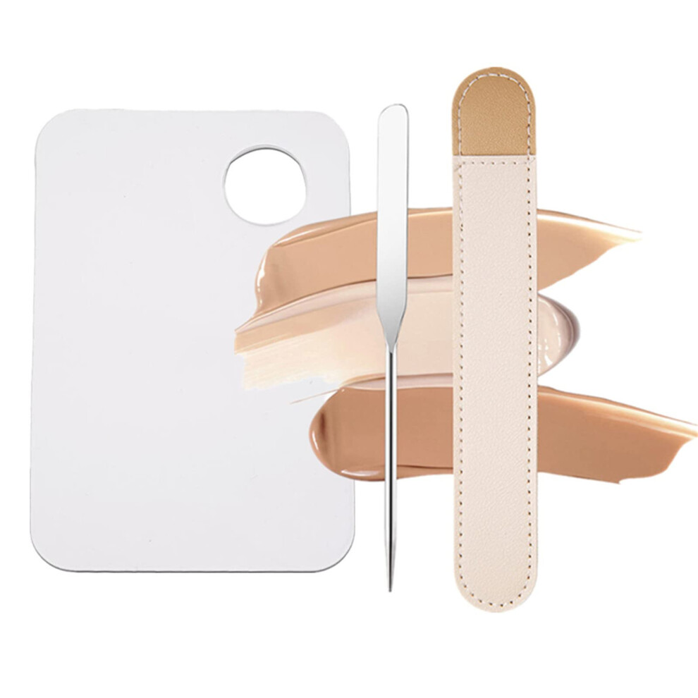 Makeup Spatula and Foundation Mixing Palette Set, Stainless Steel DualEnded Design for Precise Color Matching