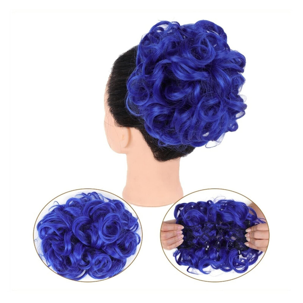 Unisex Messy Bun Hair Piece With Comb Clips, Synthetic Wavy Hair Bun Extension For Instant Updo, 61C