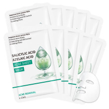 Anti Acne Face Mask with Salicylic Acid, Oil Control and Hydration, Acne Soothing Sheet Mask Pack of 10