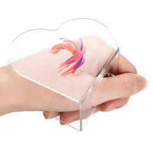 2 Pcs Clear Acrylic Makeup Palette Heart Shape Cosmetic and Nail Art Mixing Tray with Thumb Hole