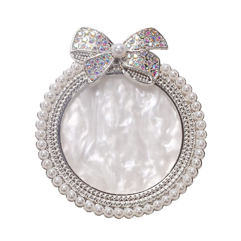 Silver Pearl Bow Resin Nail Art Mixing Palette Tray for Precise Gel Color and Makeup Mixing