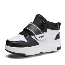 Kids Roller Skate Shoes with Retractable 2 Wheels for Boys Girls Outdoor Park Sports UK 3 Black
