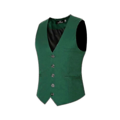 (M,Green)Men's V-neck Suit Vest S Vest