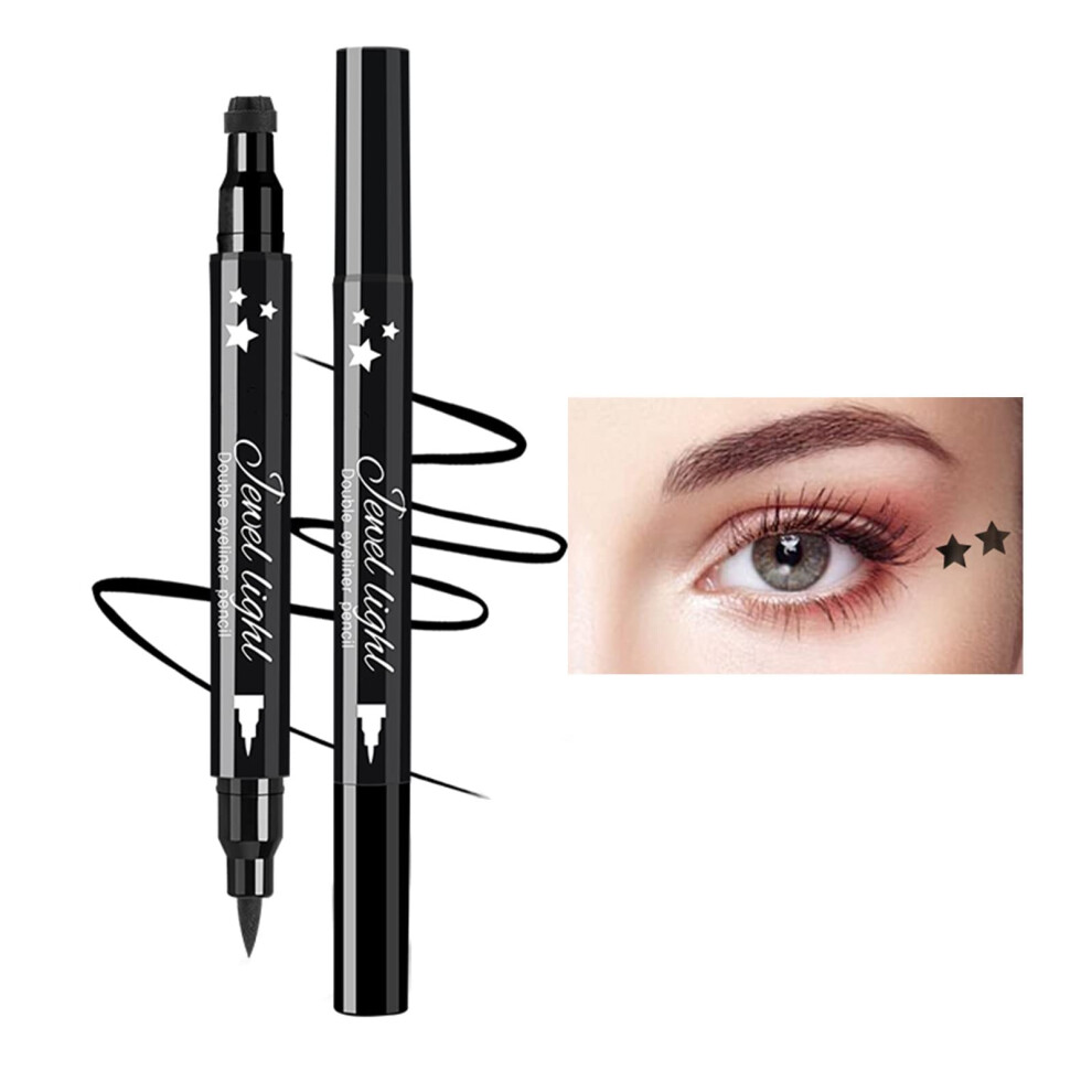 Liquid Eyeliner Stamp Waterproof Dual Ended Winged and Star Stamp Long Lasting Smudge Proof Pen