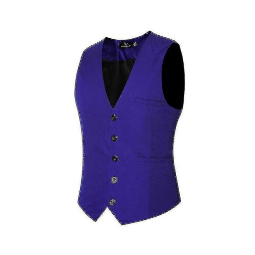 (XL,Blue)Men's V-neck Suit Vest S Vest
