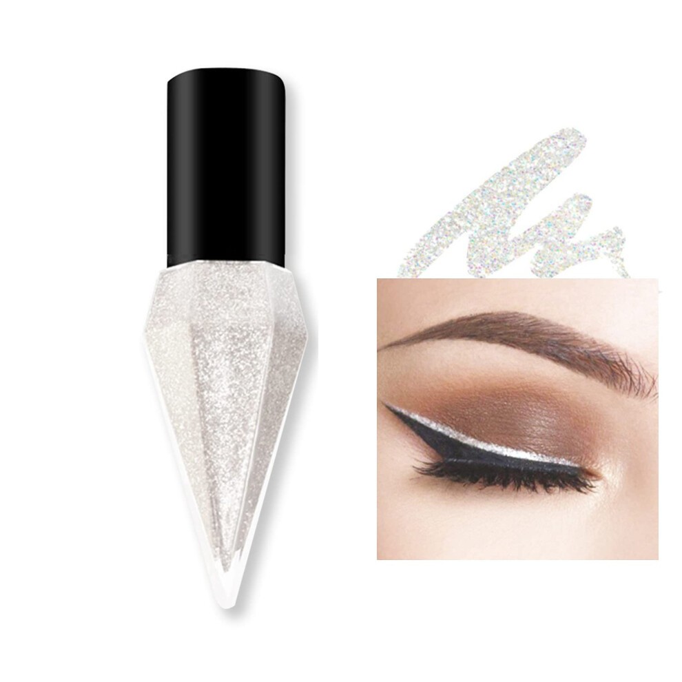 White Waterproof Liquid Glitter Eyeliner, Long Lasting Pigment Shine, Quick Dry Sparkle