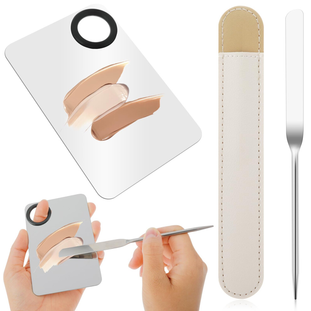 Makeup Mixing Palette Stainless Steel with Spatula for Foundation Eyeshadow Lipstick Nail Art