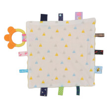 Baby Kuschel-Sinnesdecke 25x25cm Plüsch Silicone Bunte Etiketten