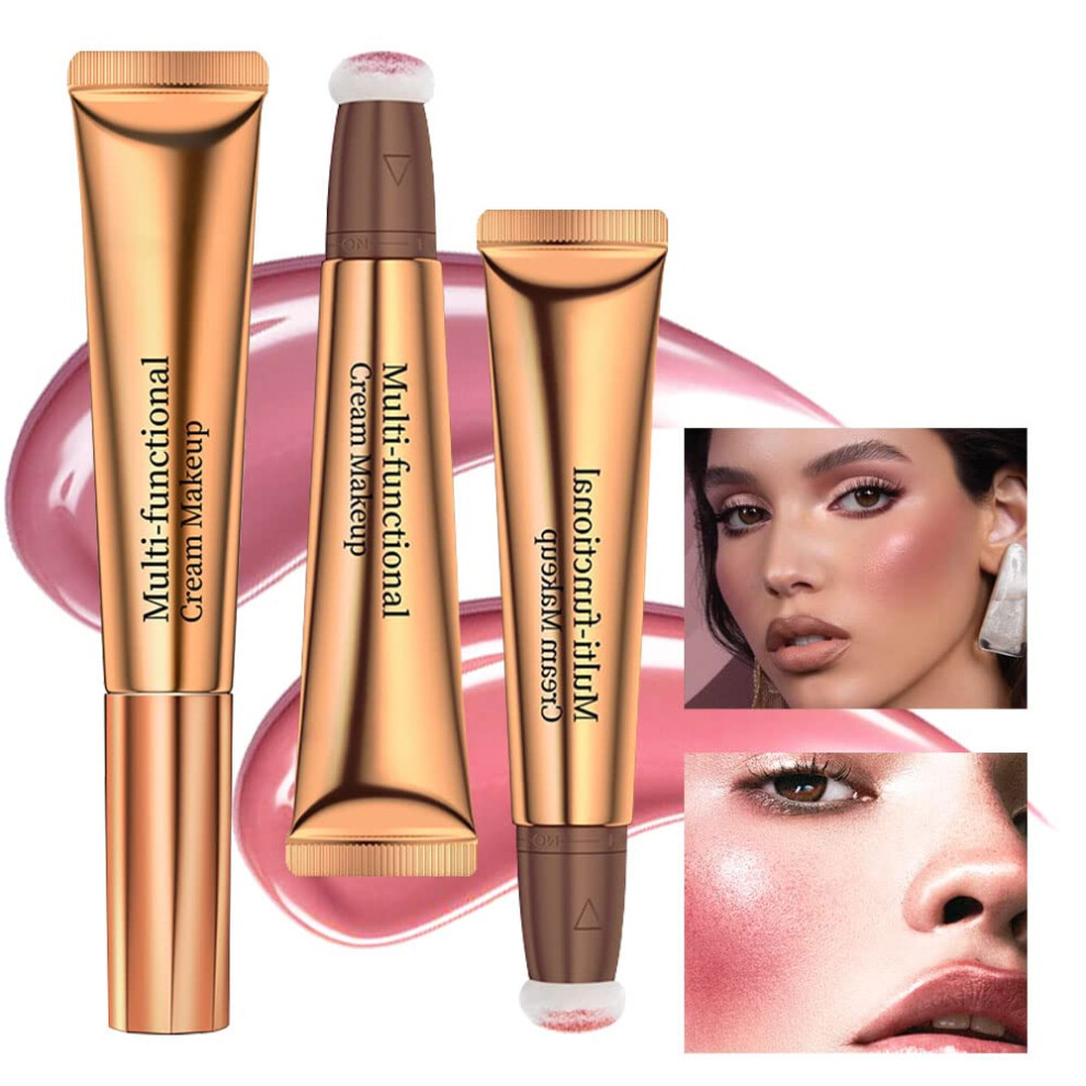 Cream Liquid Blush Wand Set With Sponge Applicator, Waterproof Longlasting Matte Stick For Cheeks And Lips (09# And 10#)