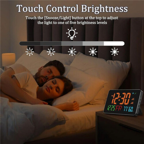 2X Digital Clock Alarm Clock WiFi Clock, Extra Large Letters, Temperature & Humidity, Calendar, Week,B 1