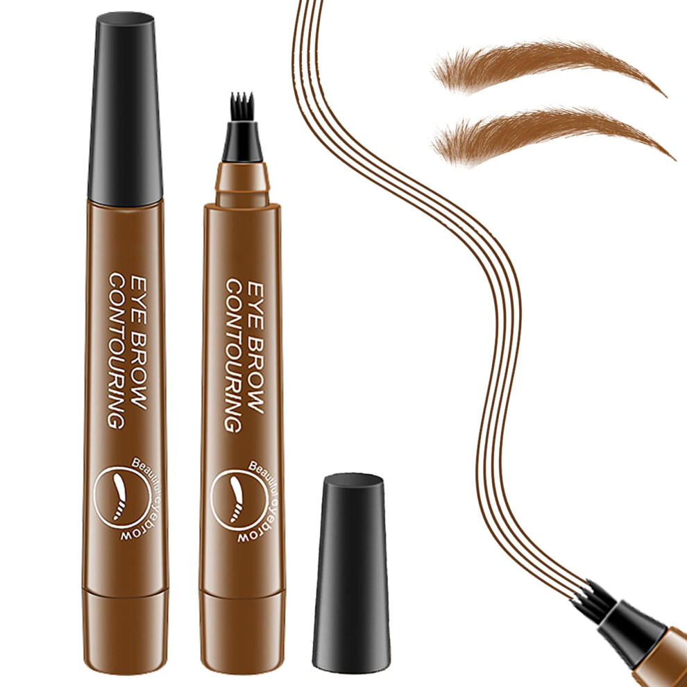 Waterproof Microblading Eyebrow Pencil with 4 Points for Natural Brows Smudge Proof Easy Control