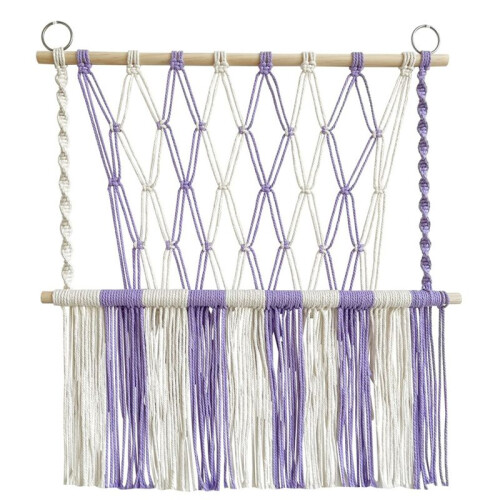 Stuffed Hammock  Space Saving Boho Macrame Wall Hanging Handwoven Plush Toys Holder Net for  Room Decor,B