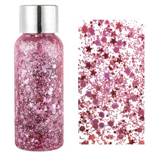 Pink Chunky Body Glitter Gel with Holographic Multishape Sequins for Festival Face and Hair