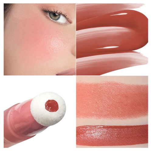 Matte Liquid Blush with Sponge Applicator Waterproof Cream Blusher for Cheeks Lips Eyes 1