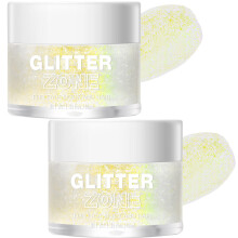 2pcs Holographic Body Glitter Gel for Face Hair and Body, Waterproof Long Wear Vegan Sparkle Festival Makeup 1.35oz x2