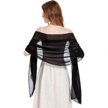 (Black)Bridal Shawl Evening Dresses Wedding Shawl Womens Soft Chiffon Shawl Flowing