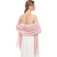 (Meat pink)Bridal Shawl Evening Dresses Wedding Shawl Womens Soft Chiffon Shawl Flowing