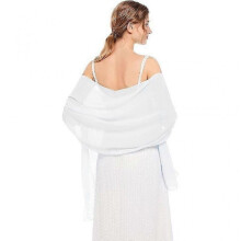 (White)Bridal Shawl Evening Dresses Wedding Shawl Womens Soft Chiffon Shawl Flowing