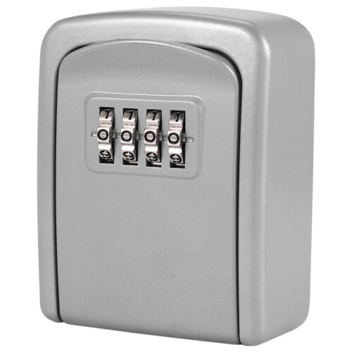 Key Lock Box Wall Mounted 4 Digit Combination Lock Box for House Key  Security Key Storage Lock Box Silver