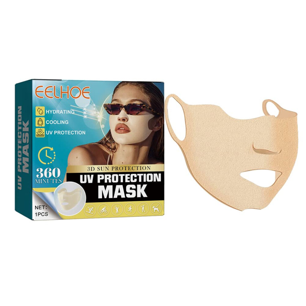 UV Protection Face Mask with Breathable Cotton Nose Cover for Outdoor Sun Shield, TrimtoFit Beige