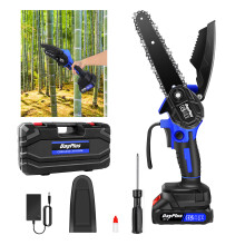 (1 Battery) Brushless Chainsaw 6inch Cordless Electric Chain Saws with Chains 1300mAh Battery Handheld Chainsaws for Cutting Wood Gardening Pruning
