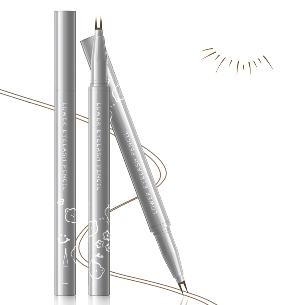 Waterproof Dual Tip Eyeliner Pen with DualPronged Precision for Natural 3D Lower Lash Effect Brown 2PCS