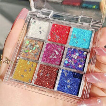 Glitter Eyeshadow Palette 9 Colors Waterproof Long Lasting Multiuse Sparkling Shades for Eye Face Body
