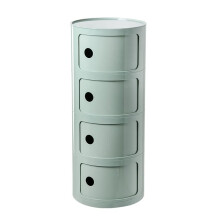 Modern Green Round Bedside Table with Storage Drawer 4 Tiers Stackable for Bedroom and Living Room