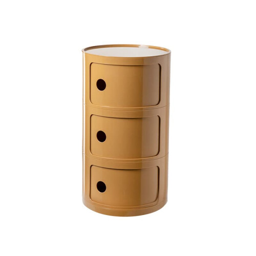Modern Round Bedside Table with Large Drawer Storage, Stackable 3 Tier Nightstand for Bedroom