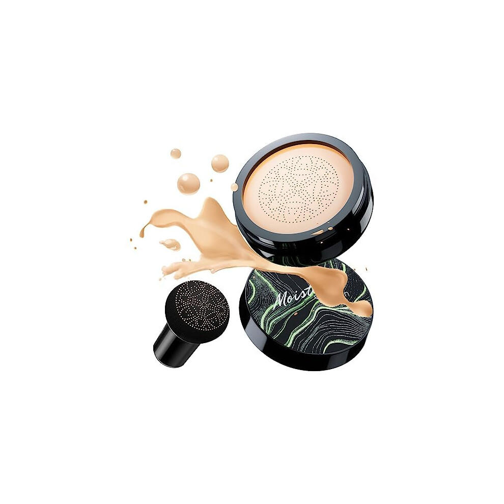 Cream Cushion Cc With Mushroom Head Sponge, Full Coverage Moisturizing Brightening Bb Foundation, Natural Shade