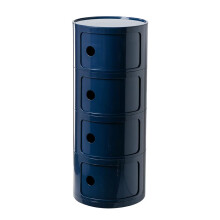 Modern Nordic Bedside Table with Drawers and Sliding Door Storage for Bedroom, Plastic Chest 32x76cm Blue