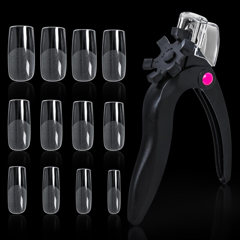 Acrylic Nail Clipper Adjustable Stainless Steel Tip Cutter Kit with 120 Tips for Salon Manicure