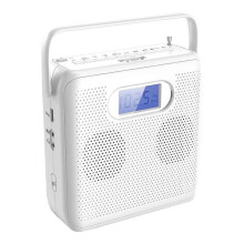 Tragbarer Bluetooth-CD-Player im Hochformat mit CD-Lautsprechern, UKW-Radio, USB- und AUX-Anschluss sowie LCD-Display