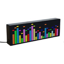 LED-muziekspectrumritmeverlichting, spraaksensor, 1624 RGB-sfeerindicator met klokweergave