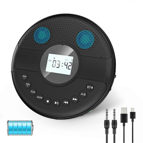 Tragbarer CD-Player, Bluetooth-CD-Player mit zwei Lautsprechern 1