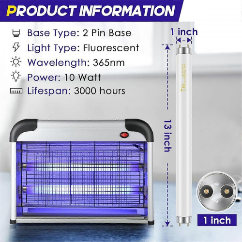 Πακέτο 10 ανταλλακτικών λαμπτήρων Bug Zapper 10W συμβατοί με εσωτερικούς χώρους Bug Zappe 2