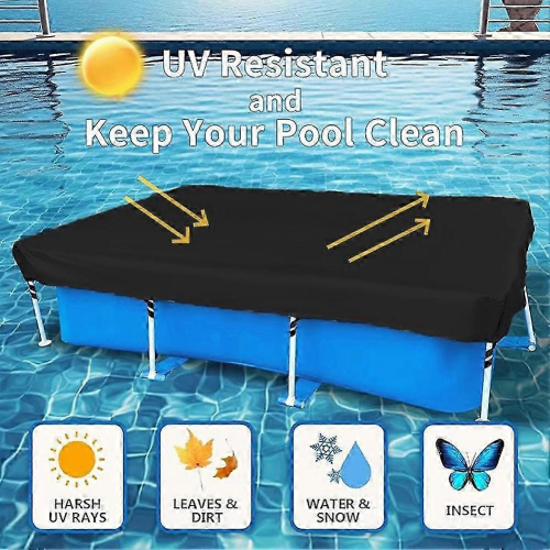 Capa protetora resistente para piscina retangular acima do solo, 400 x 211 cm, com material reforçado, resistente a rasgos e ao desbotamento 2