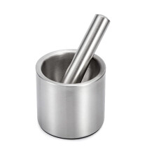 Stainless Steel Mortar and Pestle Set for Garlic and Spices, Heavy Duty Grinder Bowl with Ergonomic Grip