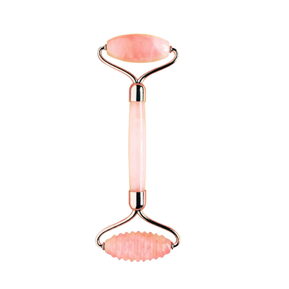 Pink Rose Quartz Face Roller And Jade Gua Sha Set For Facial Contour Massage And Depuffing Eye Care