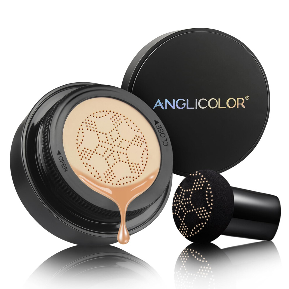 Mushroom Head Air Cushion CC Cream Foundation, Long Lasting Moisturizing Waterproof Makeup (#03 Warm Peach)