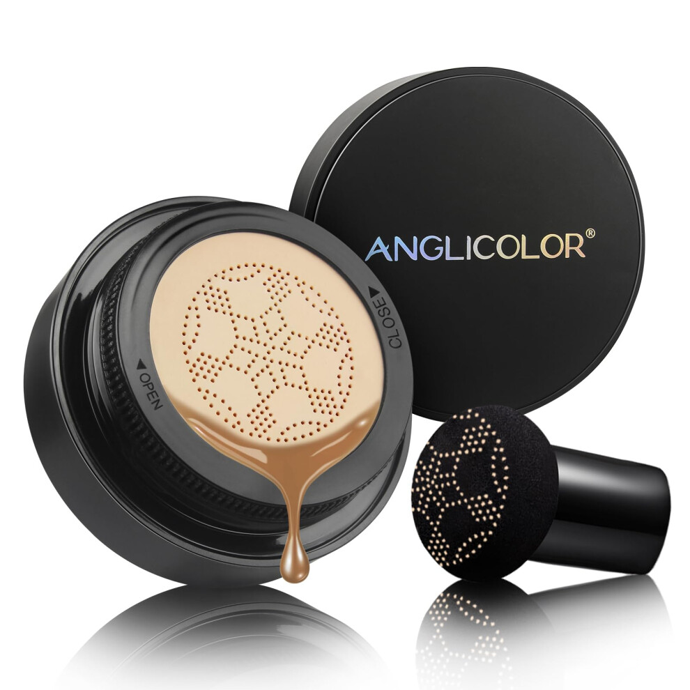Cream Cc Cushion Foundation With Longlasting Coverage, Moisturizing Mushroom Applicator, Waterproof Bb #05 Sand